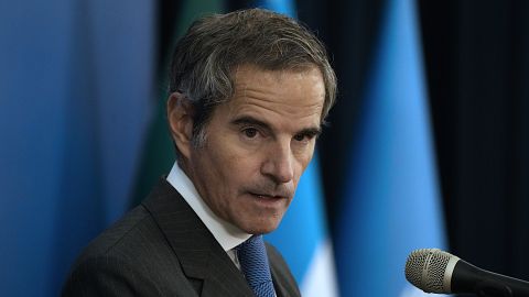 IAEA Director General Rafael Grossi during a joint press conference with Iran's Atomic Energy Organisation head Mohammad Eslami in Tehran, 14 November, 2024