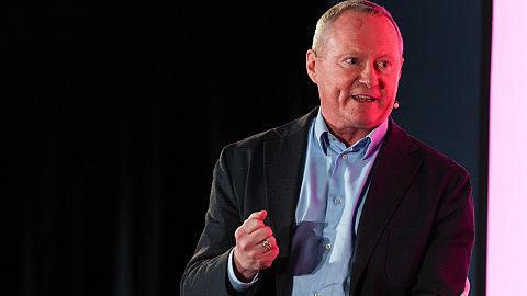 Michael O'Flaherty, Commissioner for Human Rights at the Council of Europe, on stage at Web Summit 2024.