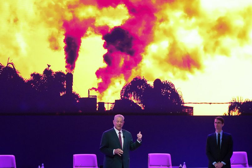 نائب الرئيس الأمريكي السابق آل غور يتحدث خلال جلسة عن "كلايمت ترايس" في قمة الأمم المتحدة للمناخ COP29، يوم الجمعة 15 نوفمبر 2024، في باكو، أذربيجان.