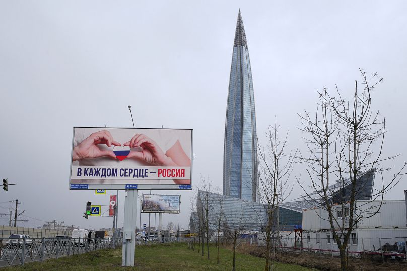 A view of the business tower Lakhta Centre, the headquarters of Gazprom in St. Petersburg, 27 April, 2022