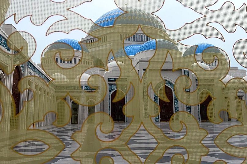 Looking into the central courtyard (sahan) of Astana's Grand Mosque