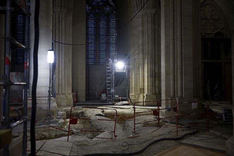 The nave of Notre Dame de Paris cathedral is pictured, Friday, Dec. 8, 2023 in Paris.