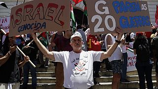 Pro-palestinian demonstrators protest in Rio de Janeiro as G20 summit unfolds