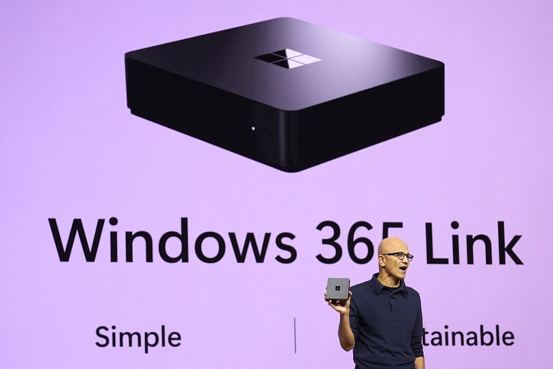 Microsoft CEO Satya Nadella introduces Windows 365 Link at the Microsoft Ignite conference Tuesday, Nov. 19, 2024, in Chicago.