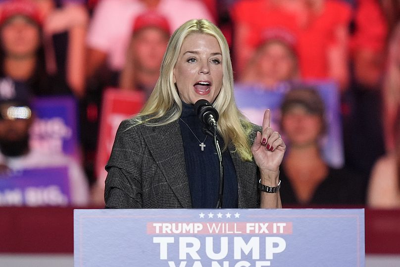 Former Florida Attorney General Pam Bondi speaks at a campaign rally in North Carolina, 2 November, 2024