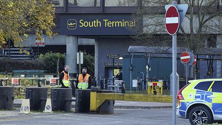 Gatwick Airport's South Terminal where flights were cancelled and delayed after a 'suspected prohibited item' was found in luggage, 22 November, 2024 