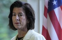 Secretary of Commerce Gina Raimondo speaks at the convening of the International Network of AI Safety Institutes at the Golden Gate Club at the Presidio in San Francisco