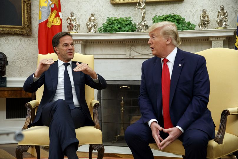 Mark Rutte 2019-ben, Hollandia miniszterelnökeként ellátogatott Donald Trumphoz a Fehér Házba