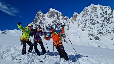 A happy group of skiers in Georgia