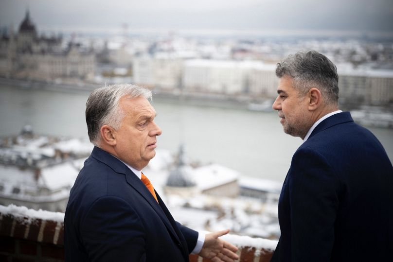 Orbán Viktor és Marcel Ciolacu Budapesten, 2022. november 22-én