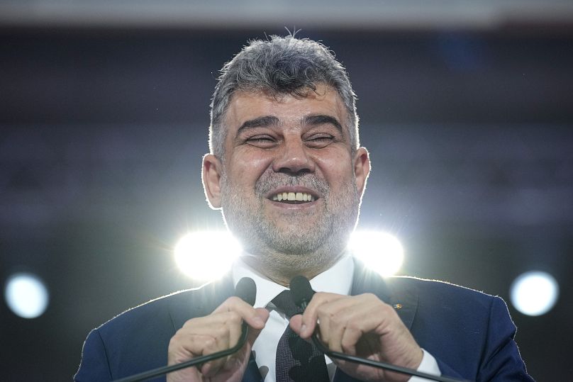 Romanian Prime Minister Marcel Ciolacu addresses delegates at the congress of the Social Democratic Party in Bucharest, 24 August, 2024