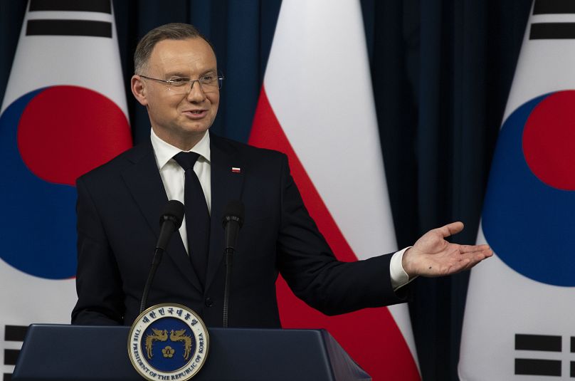 President Andrzej Duda, pictured here in Seoul, will step down in 2025 after a decade in the job, 24 October, 2024