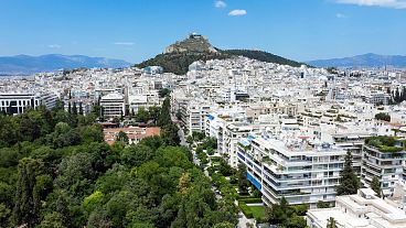 Drone picture of Greek capital, Athens, where residents report a high level of insecurity