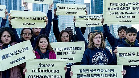 Protestors join to protest plastic production
