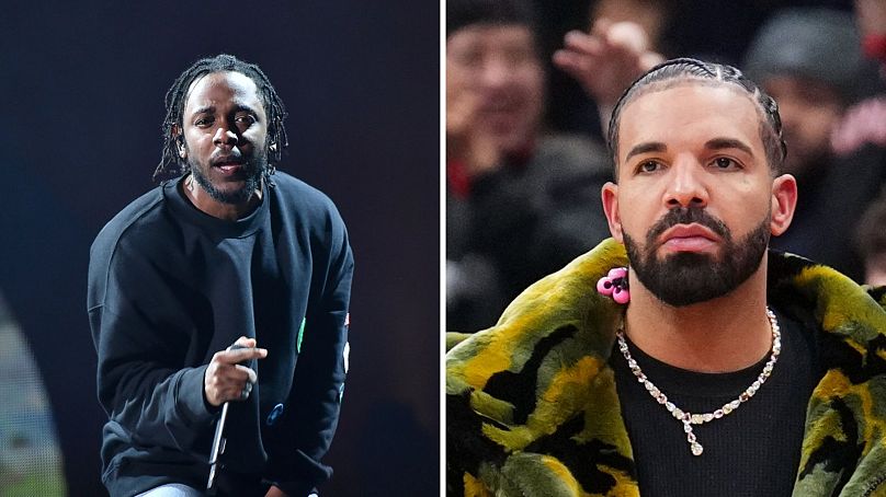 Kendrick Lamar (solda) ve Drake.