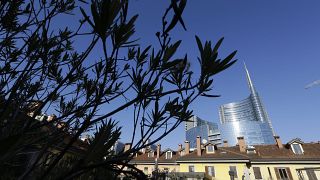 Complesso della UniCredit Tower a Milano. 24 gennaio 2015.