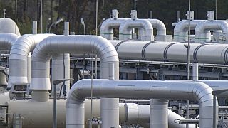 Pipe systems and shut-off devices at the gas receiving station of the Nord Stream 2 in Lubmin, Germany