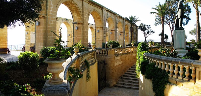 You can visit the pretty Barrakka Gardens in Malta while set-jetting
