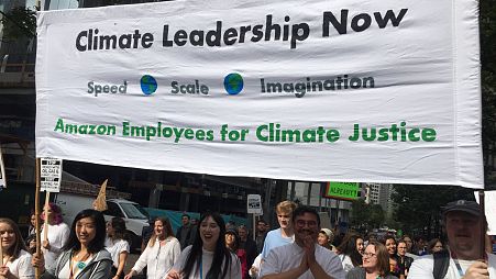 Amazon workers march for the climate