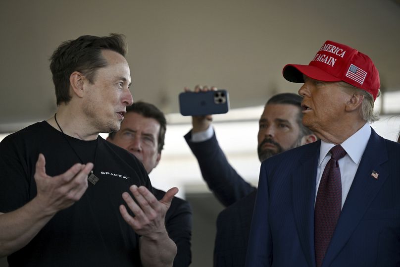 Musk és Trump a SpaceX Starship hatodik felbocsátása előtt, Boca Chica, Texas, 2024 november 19.