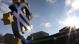Euro sign outside the ECB in Frankfurt - file photo