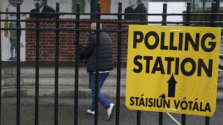 People arrive to cast their votes at the polling station at St Laurence O'Tooles National School in Dublin, 29 November, 2024