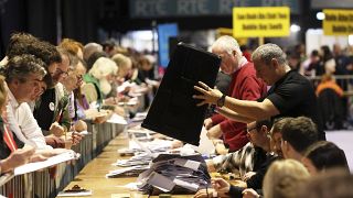 Counting begins for Ireland's General Election at the Royal Dublin Society in Dublin, 30 November, 2024