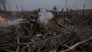 In this photo provided by Ukraine's 24th Mechanised Brigade press service, a serviceman of the 24th Mechanised Brigade improves his tactical skills at the training field in Do