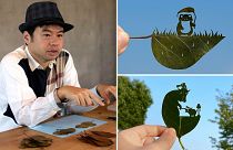 Self-taught Japanese artist finds his happy place in leaf-cutting