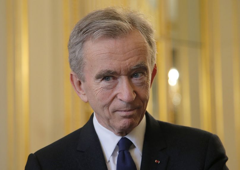 CEO of LVMH Bernard Arnault listens at the global tech conference Viva Technology at the Elysee Palace in Paris, Tuesday, Feb. 21, 2017