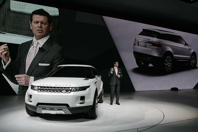 Gerry McGovern, then-design director of Land Rover shows off the LRX concept at the North American International Auto Show Sunday, Jan. 13, 2008 