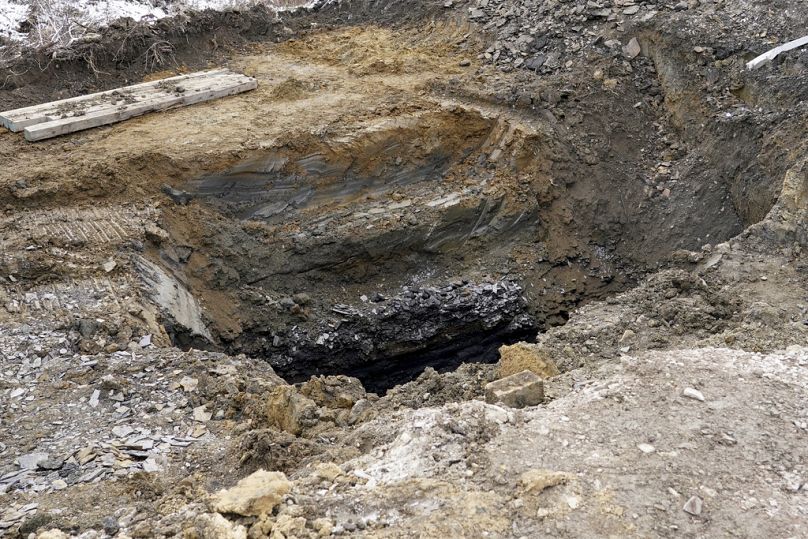 الحفرة التي تم العثور فيها على جثة إليزابيث بولارد يوم الجمعة، 6 ديسمبر 2024 في مارغريت، بنسلفانيا.