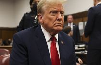 Donald Trump sits in a New York courtroom on 23 April, 2024.