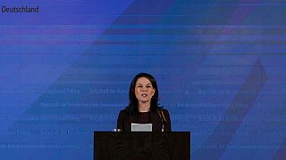 German Foreign Minister Annalena Baerbock speaks during a press briefing at a hotel in Beijing, Monday, Dec. 2, 2024.