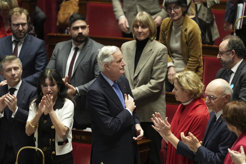 Michel Barnier antes de la moción de censura