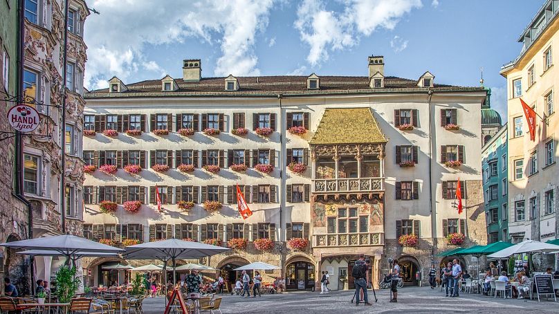 Innsbruck's 'golden roof' shimmers in the sun.