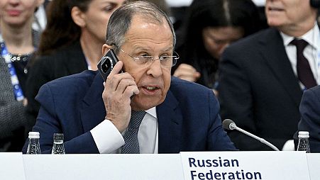 Russia's Foreign Minister Sergey Lavrov gestures during the 31st Organization for Security and Cooperation in Europe (OSCE) Ministerial summit, in Ta'Qali, Malta, Dec 5, 2024.