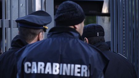 Italian Police stand outside the US Embassy to the Vatican in Rome. 
