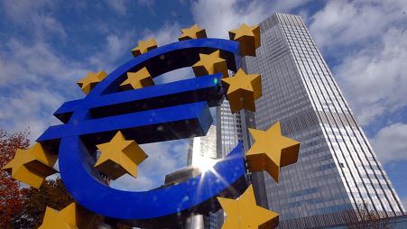 The euro sign is seen in front of the European Central Bank, ECB, in Frankfurt, central Germany, Tuesday, Nov. 6, 2007.