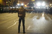 Police block a street during a protest against the government decision to suspend negotiations on joining the EU in Tbilisi, 7 December, 2024
