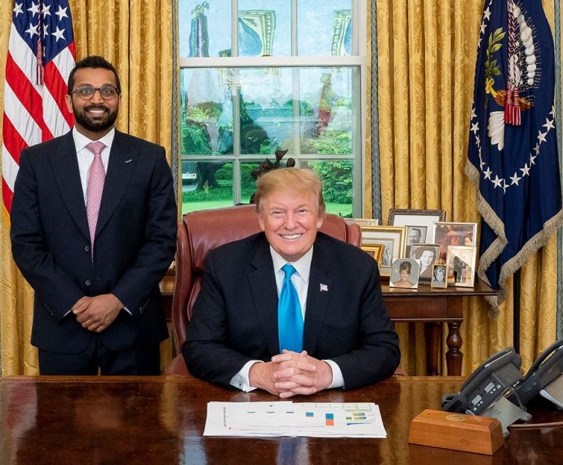 Donald Trump és Kash Patel az Ovális Irodában