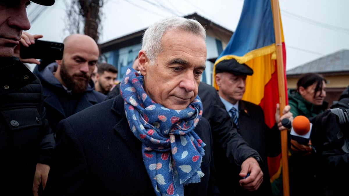 Romania's Georgescu protests cancelled vote outside polling station