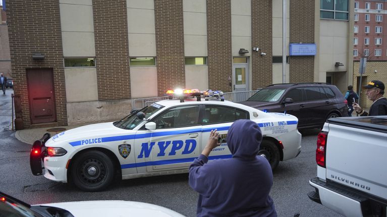 New York Police officers arrive at Altoona Police Department
