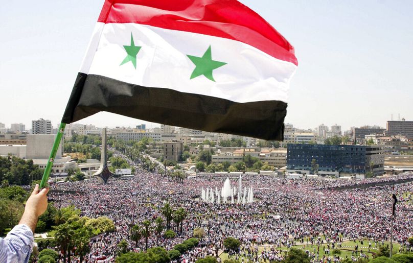 Rassemblent pour soutenir le président syrien Bachar al-Assad à Damas, en Syrie, mardi 21 juin 2011.