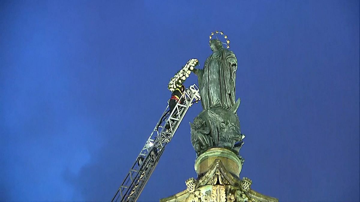 Firefighters honour Virgin Mary with floral tribute in Rome