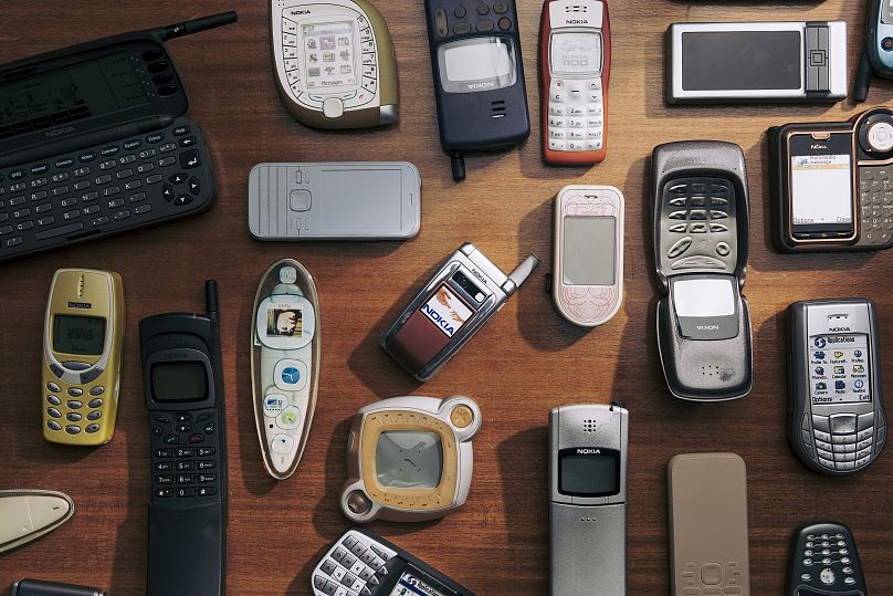 A collection of Nokia mobile phones, including previously-unseen prototypes