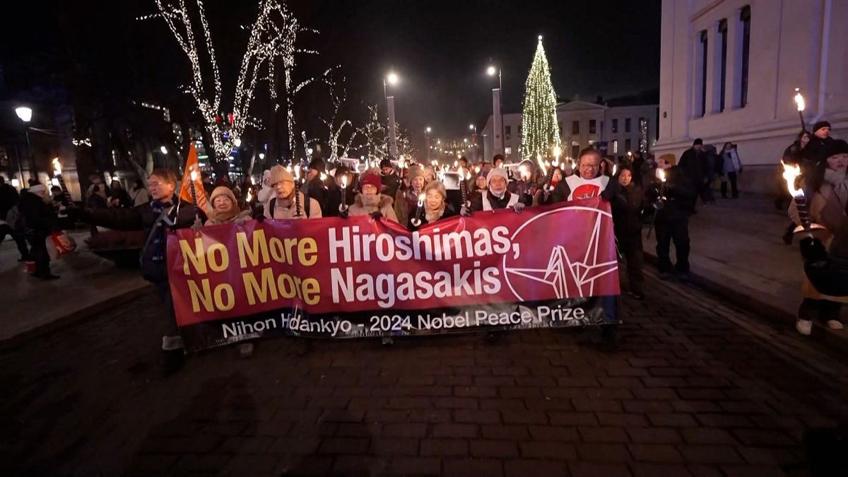 Procession in Oslo honouring Nobel Peace Prize winners