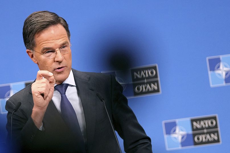 NATO Secretary General Mark Rutte speaks during a media conference at the alliance’s headquarters in Brussels, 4 December, 2024