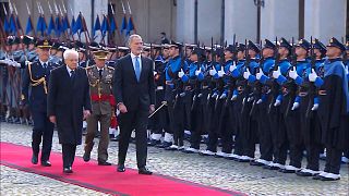 Il Presidente della Repubblica Sergio Mattarella accoglie la coppia reale spagnola nella sua residenza, il Palazzo del Quirinale, a Roma, Italia, 11.12.2024