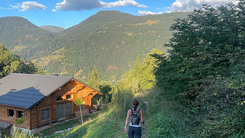 Katy Dartford hiking above Saint-Gervais 